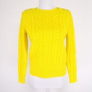 J. Crew 100% Wool Cable-Knit Yellow Sweater - XS